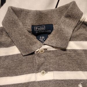 Polo by Ralph Lauren Gray & White Striped Cotton Polo